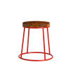 Max 45 Low Stool Rustic Aged Wooden Seat Pad Red