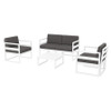 Mykonos Lounge Set White With Dark Grey Cushions