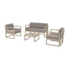 Mykonos Lounge Set Taupe With Light Brown Cushions