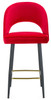 Chelsea Velvet Red Bar Stool with Gold Footrest