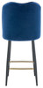 Knightsbridge Velvet Blue Bar Stool with Gold Footrest