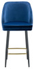 Mayfair Velvet Blue Bar Stool with Gold Footrest