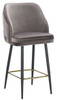 Mayfair Velvet Charcoal Bar Stool with Gold Footrest