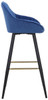 Velluto Velvet Bar Stool Blue with Gold Footrest