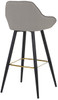 Velluto Velvet Bar Stool Grey with Gold Footrest