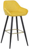 Velluto Velvet Bar Stool Mustard with Gold Footrest