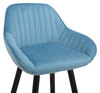 Velluto Velvet Bar Stool Pastel Blue with Gold Footrest