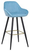 Velluto Velvet Bar Stool Pastel Blue with Gold Footrest