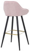 Velluto Velvet Bar Stool Pink with Gold Footrest