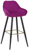 Velluto Velvet Bar Stool Purple with Gold Footrest