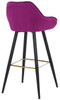 Velluto Velvet Bar Stool Purple with Gold Footrest