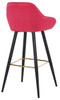 Velluto Velvet Bar Stool Blush Red with Gold Footrest