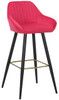 Velluto Velvet Bar Stool Blush Red with Gold Footrest