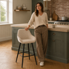 Velluto Velvet Kitchen Bar Stool Cream