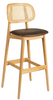 Relish Bar Stool Natural Oak Vintage Brown Seat Pad with Natural Cane Back