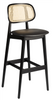 Relish Bar Stool Satin Black Vintage Black Seat Pad with Natural Cane Back