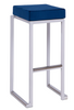 Kubo Smart Bar Stool Blue Velvet Seat Pad with White Frame