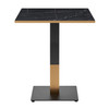 Omega Black Marble Dining Table with Boston Sleek Black/Gold Base - 60x60cm