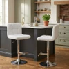 Allegro Real Leather Bar Stool Bright White