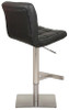 Deluxe Allegro Real Leather Brushed Bar Stool Black Square Base