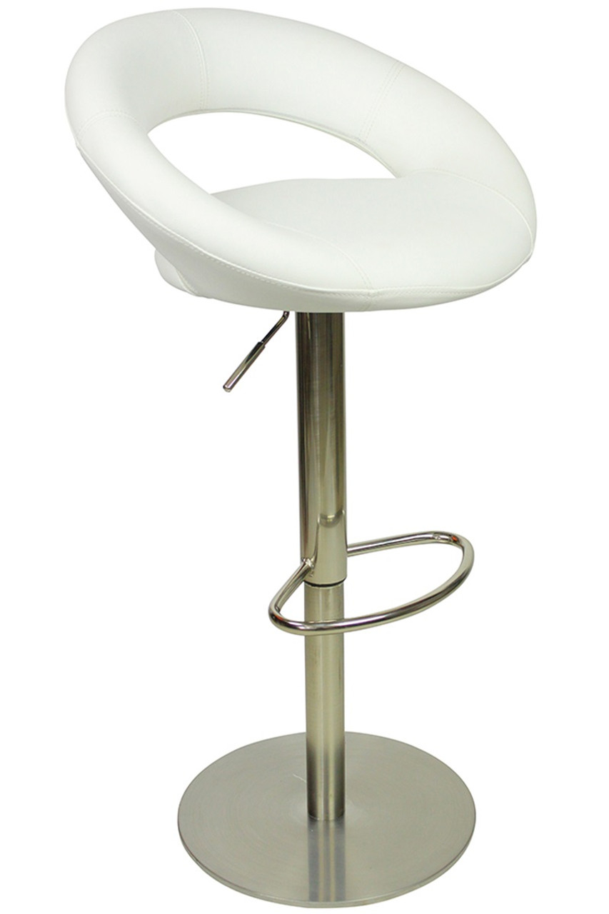 Deluxe Sorrento Leather Brushed Kitchen Bar Stool White Kitchen Bar