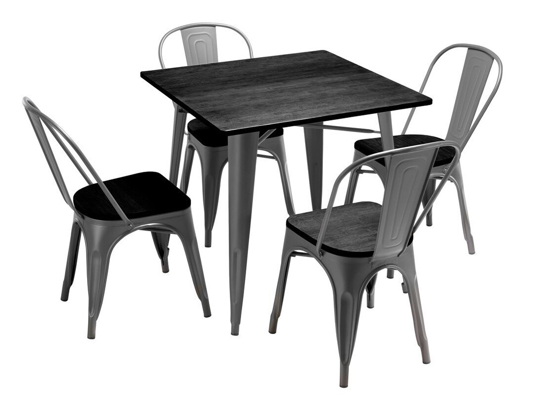 Tolix Chairs Small Sardinia Table Set Dining Table, Breakfast