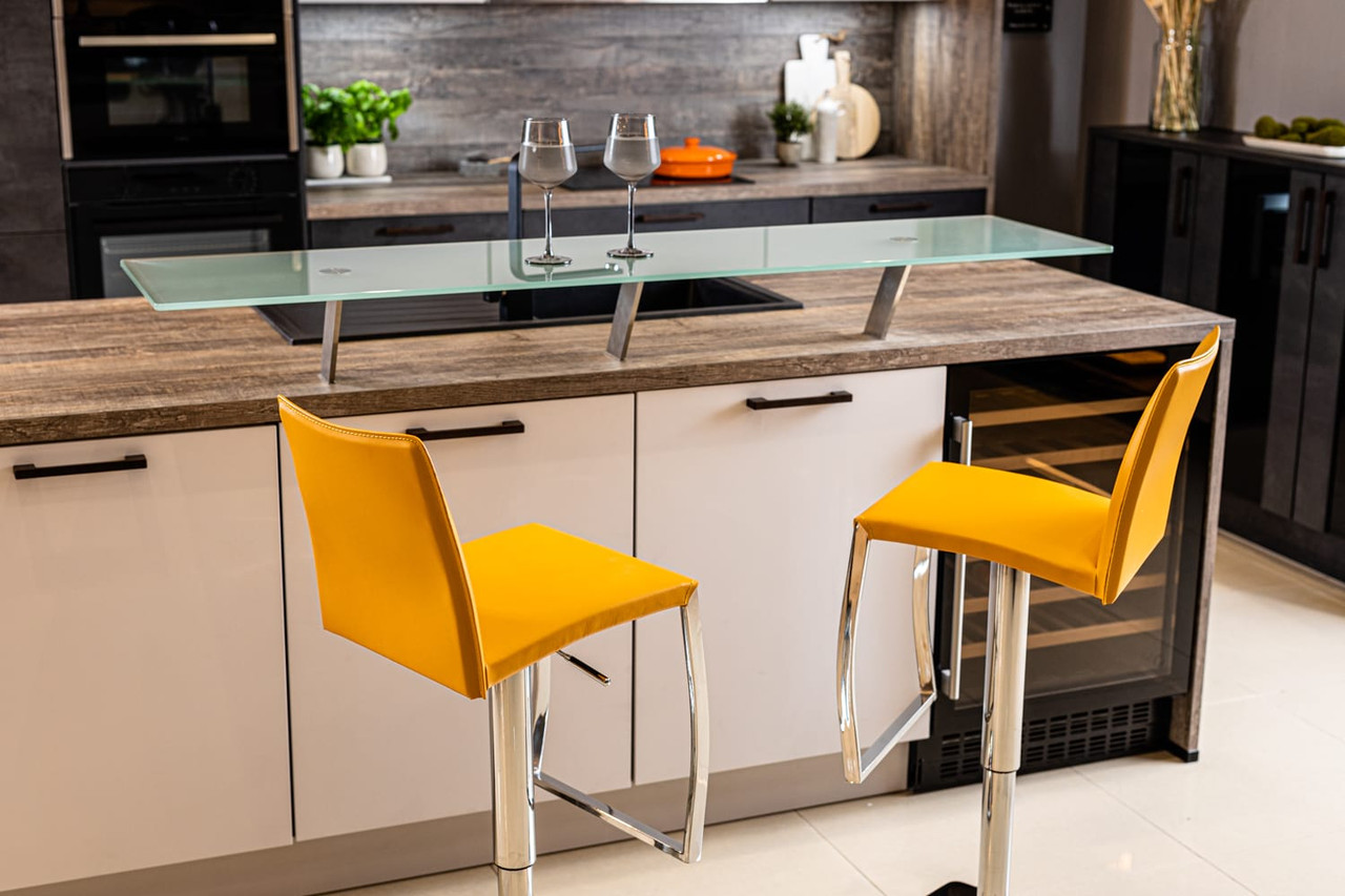 Eccellente Real Leather Bar Stool Mustard - Main Image