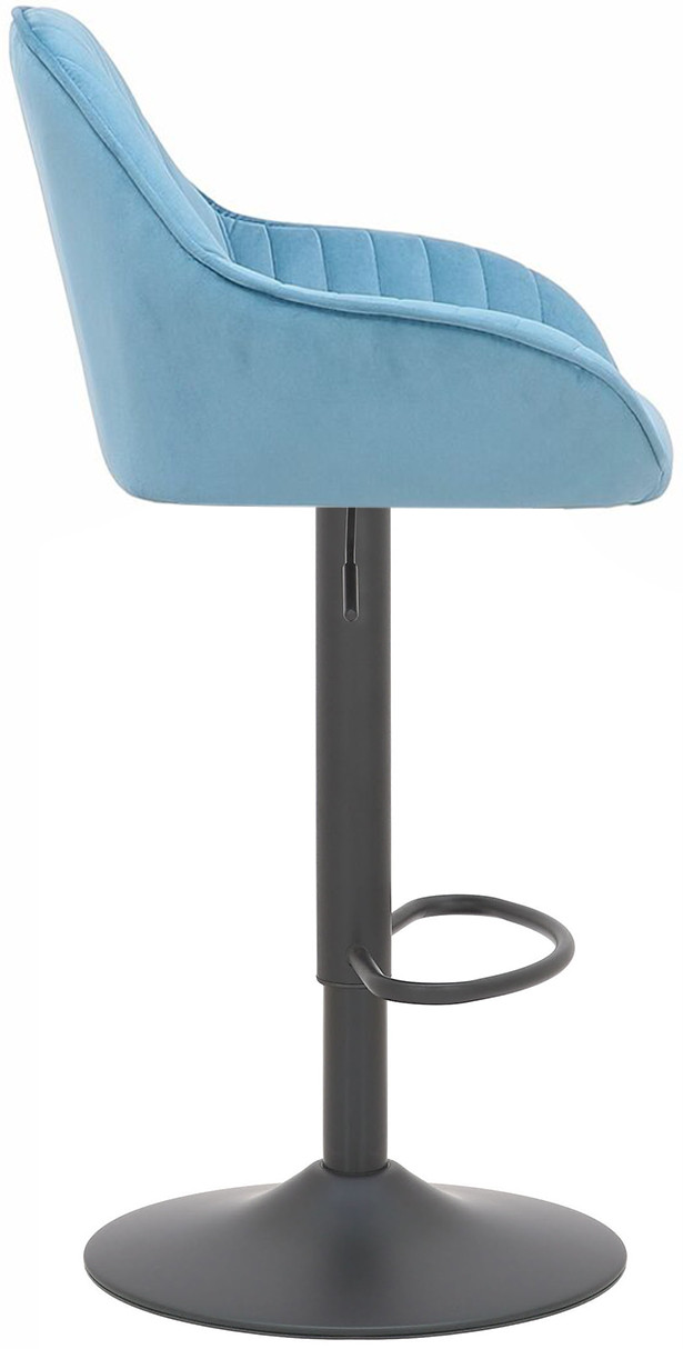 Velluto Bar Stool Pastel Blue Velvet with Black Frame Simply Bar