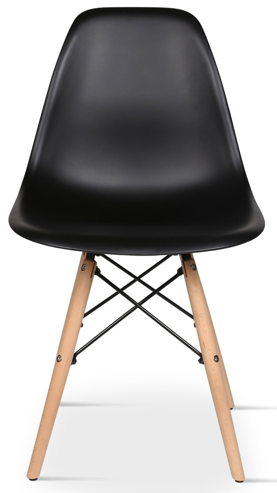 Pair of Iconic Black Chairs With Solid Wooden Legs & Reinforced Steel