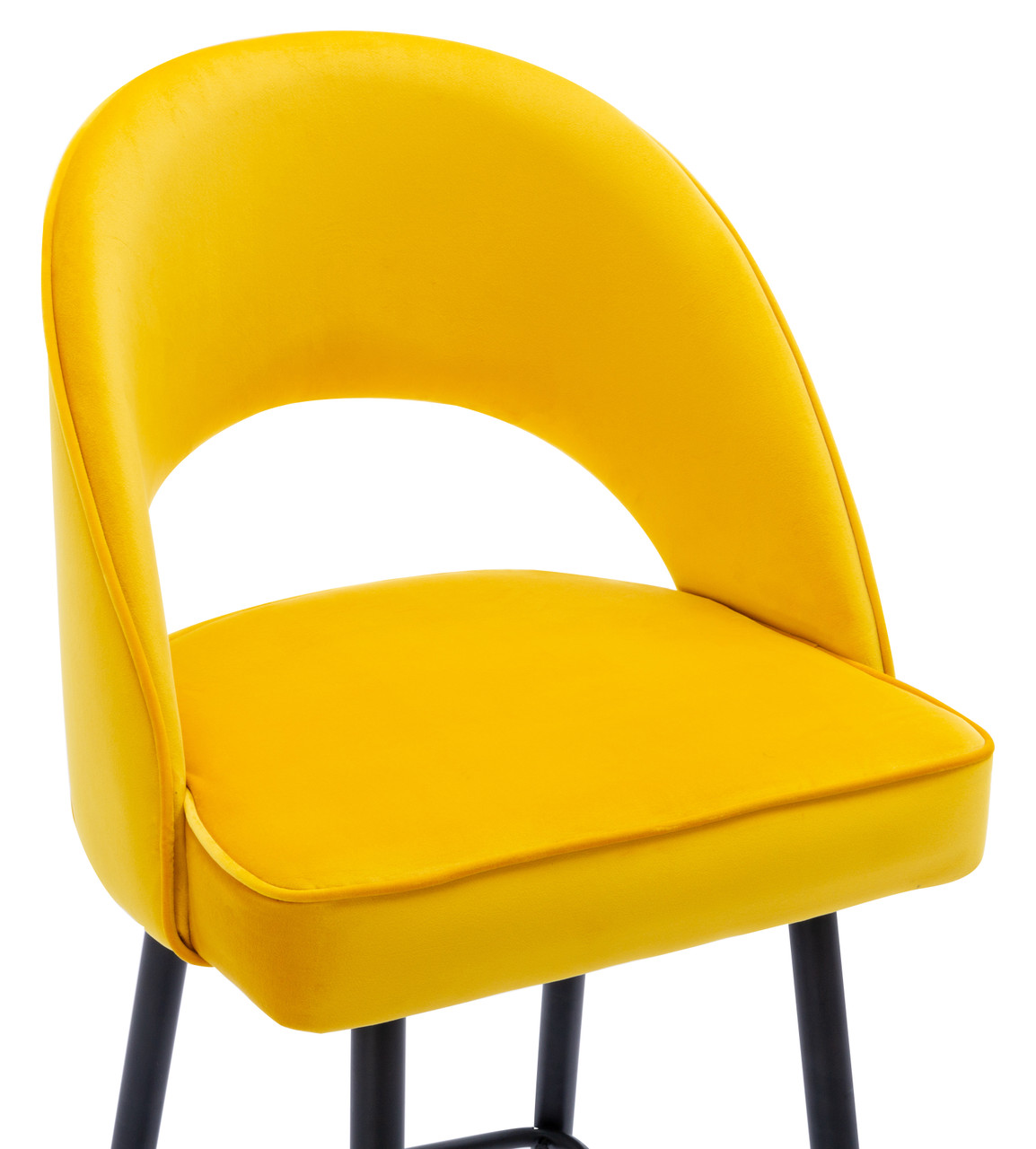 Chelsea Velvet Mustard Bar Stool Gold Footrest Modern & Elegant