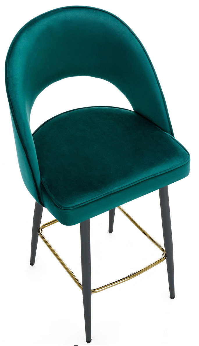 Chelsea Velvet Sage Green Bar Stool Gold Footrest Modern & Elegant