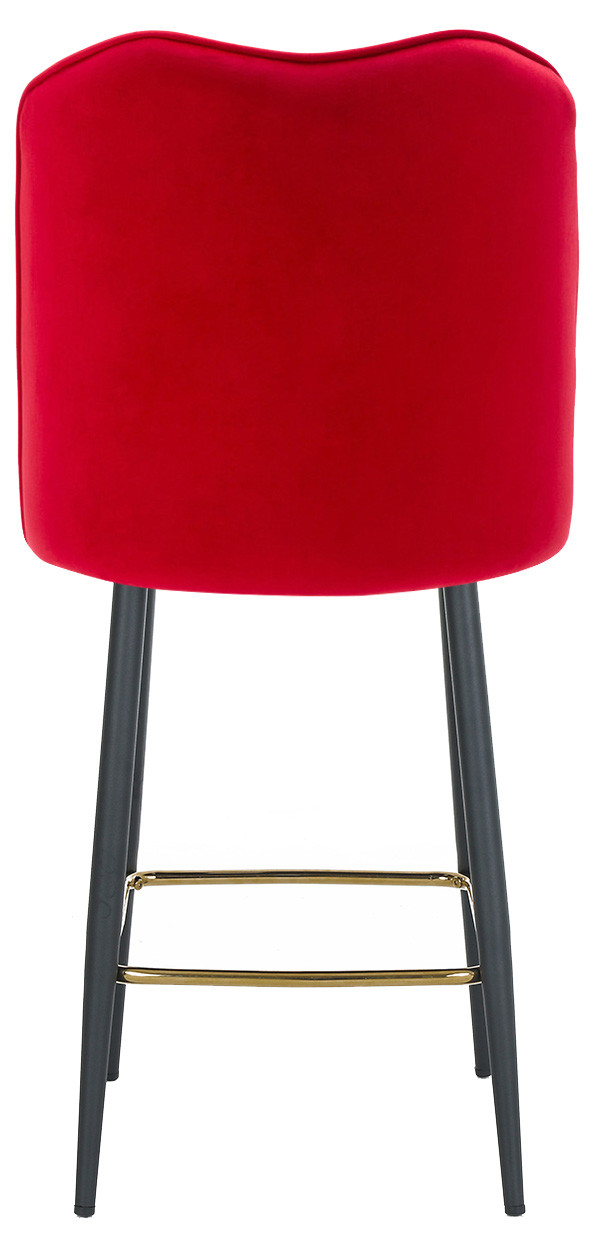 Knightsbridge Velvet Red Bar Stool Gold Footrest Modern & Elegant
