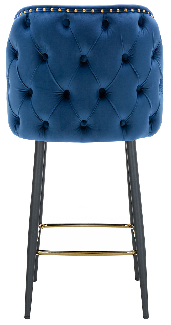 Mayfair Velvet Blue Bar Stool Gold Footrest Modern & Elegant Design