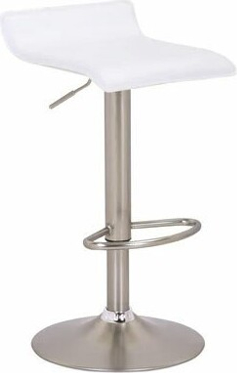 Baceno White Faux Leather Brushed Chrome Kitchen Bar Stool