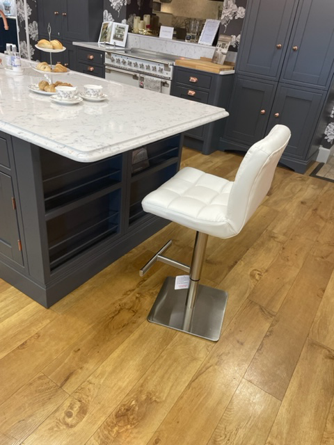 Allegro White Kitchen Bar Stool with Chrome Gas Lift Leg
