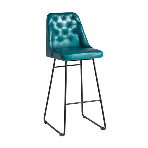 Harland Bar Stool Leather Vintage Blue Simply Bar Stools