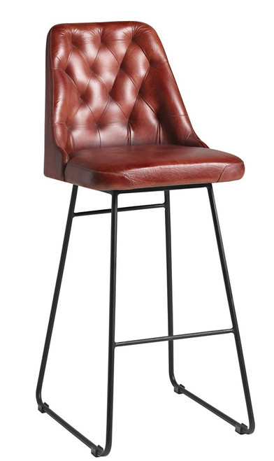 Harland Bar Stool Leather Vintage Red