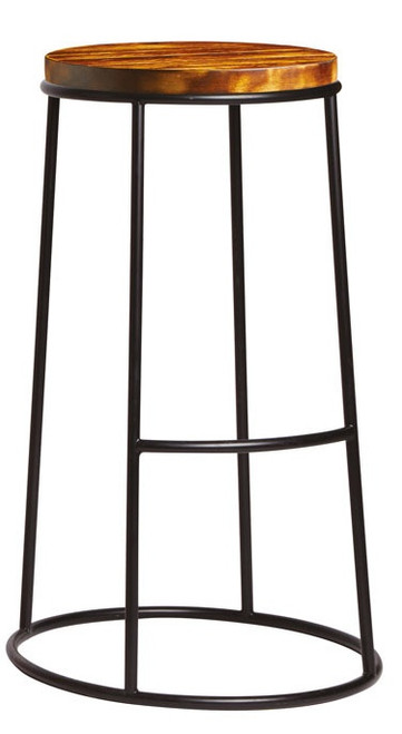 Max 75 High Stool Rustic Aged Wooden Seat Pad Clear Lacquer