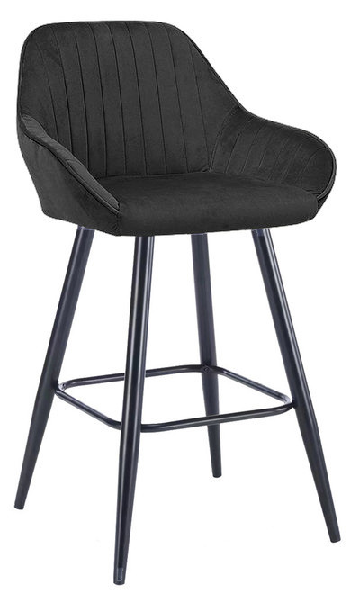 Velluto Velvet Kitchen Bar Stool Black