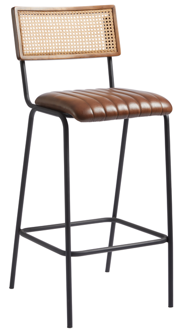 Savanna Barstool  Genuine Pecan Brown Leather