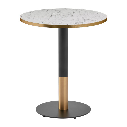 Omega White Carrara Marble Dining Table with Boston Sleek Black/Gold Base -70cm