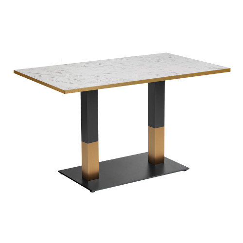 Omega White Carrara Marble Dining Table with Boston Sleek Black/Gold Base - 120x70cm