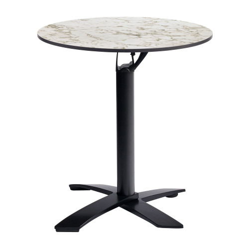 Extrema White Carrara Marble Dining Table with Spaceguard Deluxe Black Flip Top Base - 60cm