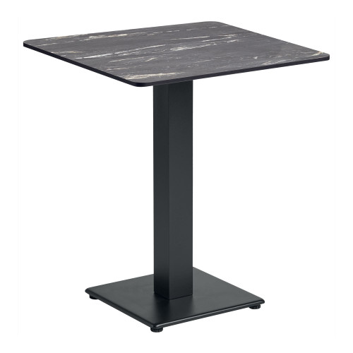 Extrema Black Marble Textured Dining Table with Anzio Black Base - 79x79cm