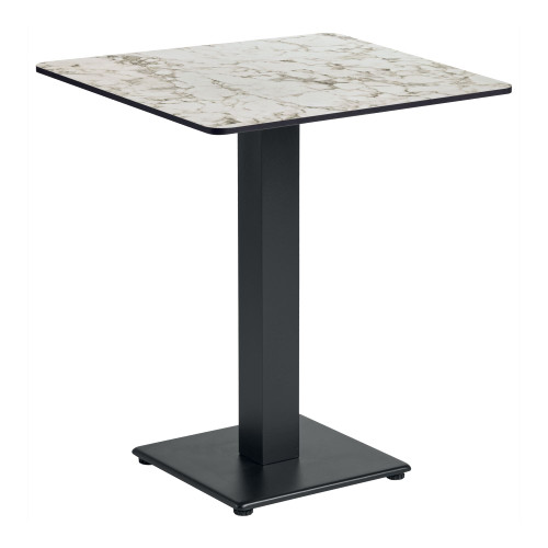 Extrema White Carrara Marble Dining Table with Anzio Black Base - 69x69cm