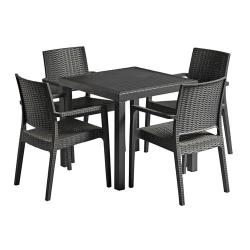 Ibiza 4 Seater Outdoor Dining Set - Dark Grey