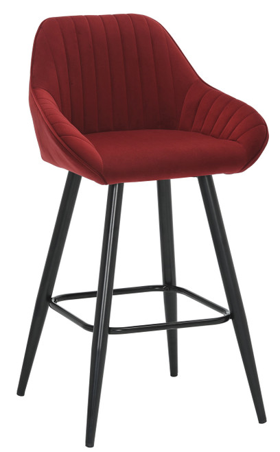 Velluto Velvet Berry Red Kitchen Bar Stool