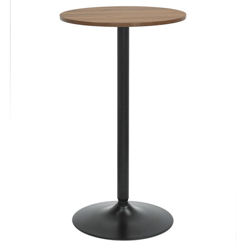 Como Poseur Matt Black Table Round Walnut Wood