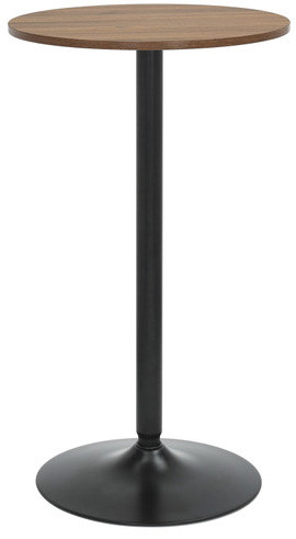 Como Poseur Matt Black Table Round Dark Wood