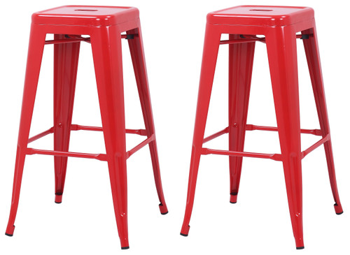 Set of 2 Oslo Bar Stools Red Set of 2 Oslo Bar Stools Red